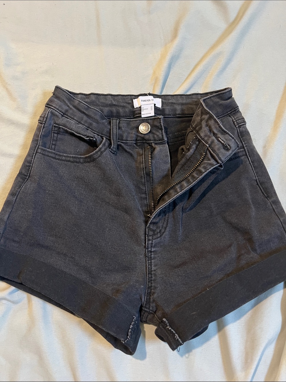 Forever 21 Black High-Rise Denim Shorts